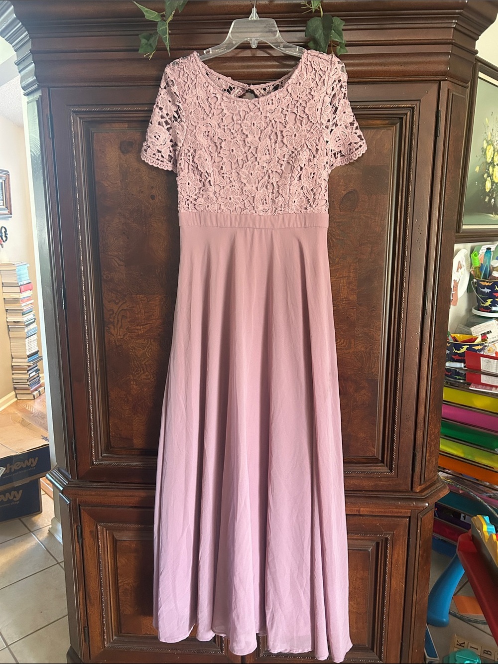 Pinkblush Dusty Pink Lace Bodice Maxi Dress